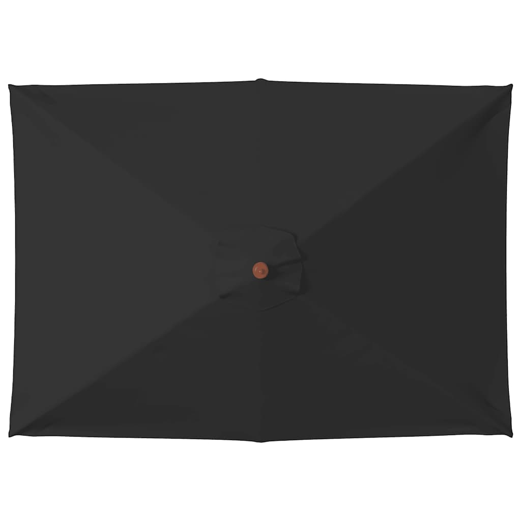 Sodo skėtis su mediniu stulpu, juodos spalvos, 150x200cm