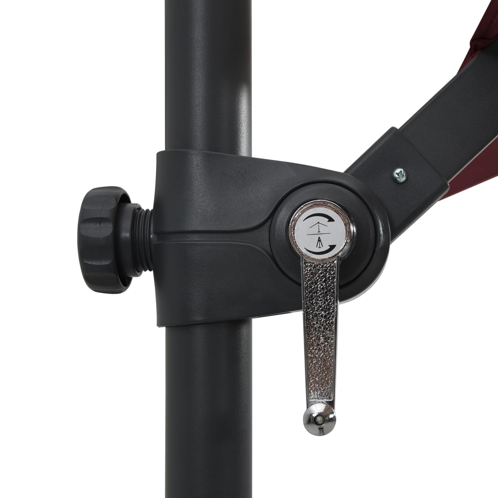 Gembinis sodo skėtis su LED lemputėmis, raudonas, 250x250cm