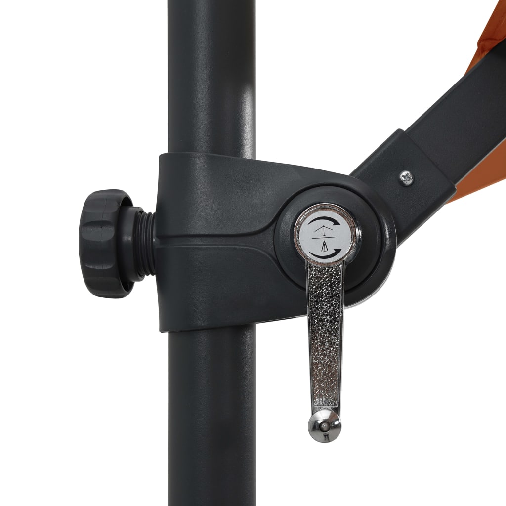 Gembinis sodo skėtis su LED lemputėmis, terakota, 250x250cm