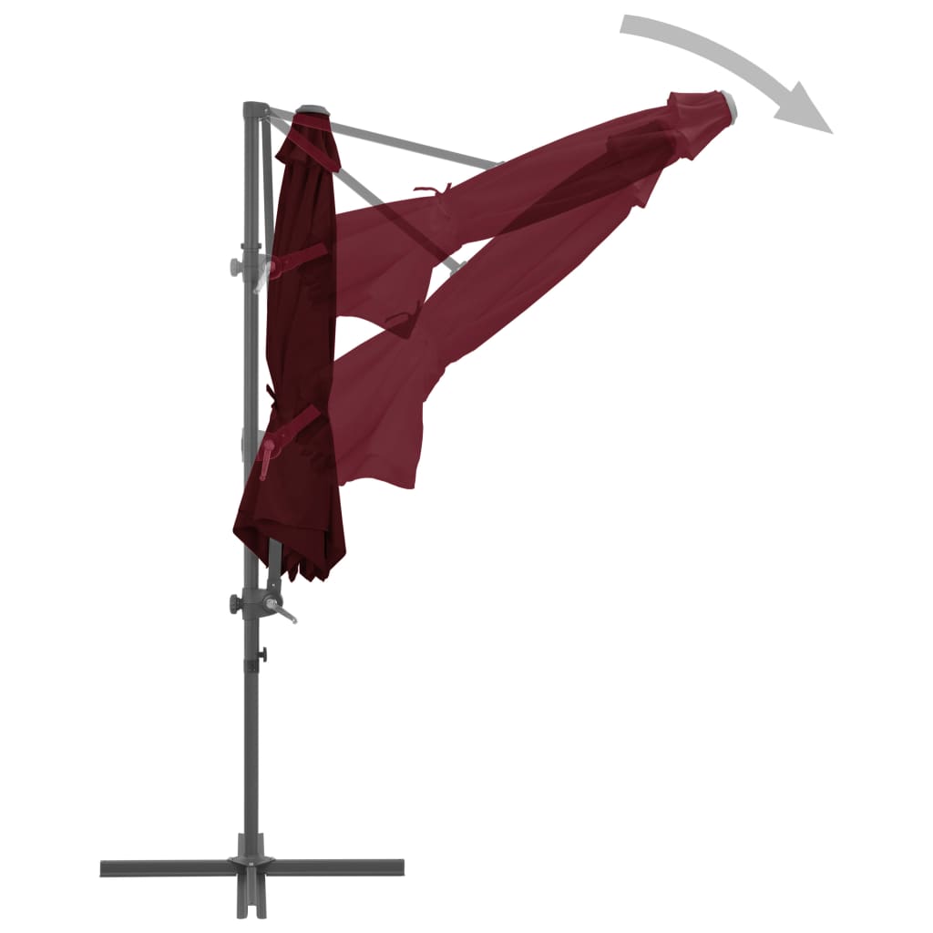 Gembinis sodo skėtis su plieniniu stulpu, raudonas, 300cm