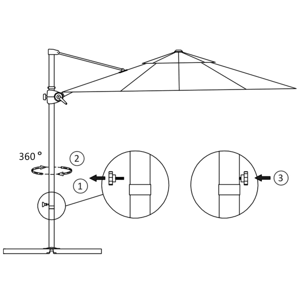 Gembinis sodo skėtis su plieniniu stulpu, raudonas, 300cm