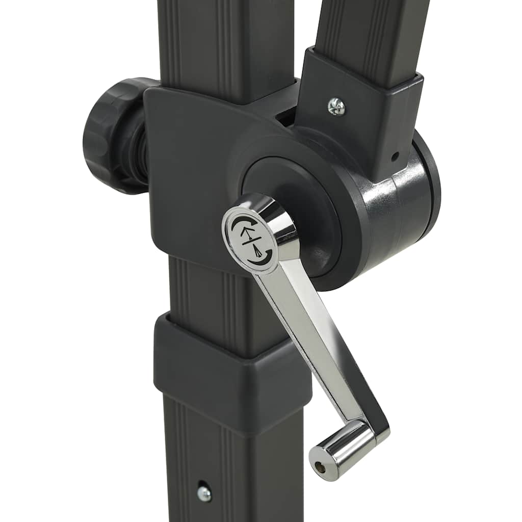 Gembinis skėtis su stulpu ir LED lemputėmis, juodas, 250cm