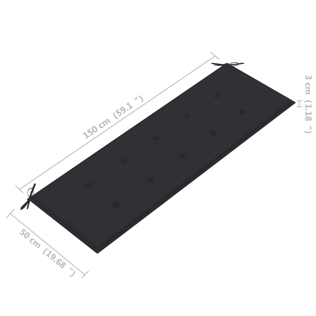 Sudedamas sodo suoliukas su pagalvėle, 159 cm, tikmedis