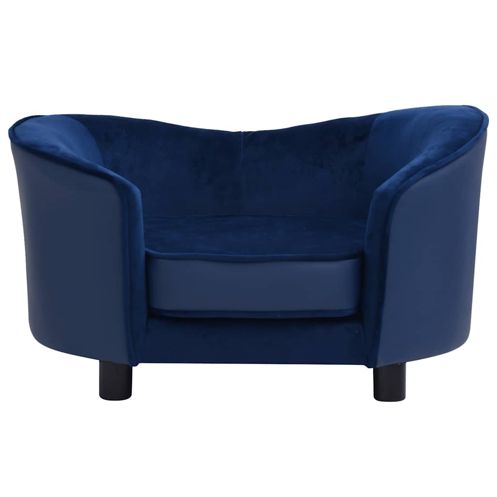 Lova šunims, mėlyna, 69x49x40cm, pliušas ir dirbtinė oda