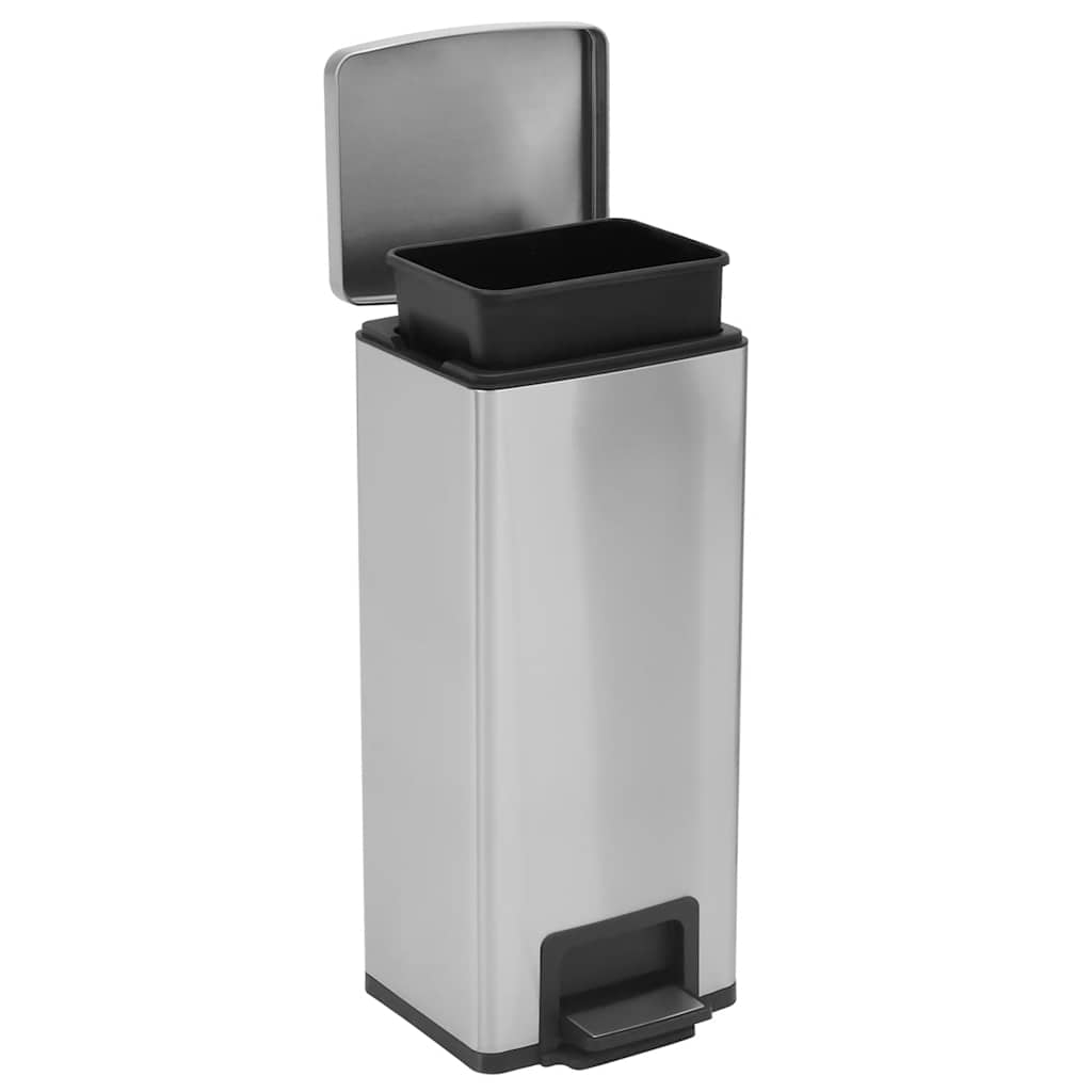 Šiukšliadėžė su pedalu, sidabrinė, nerūdijantis plienas, 30l