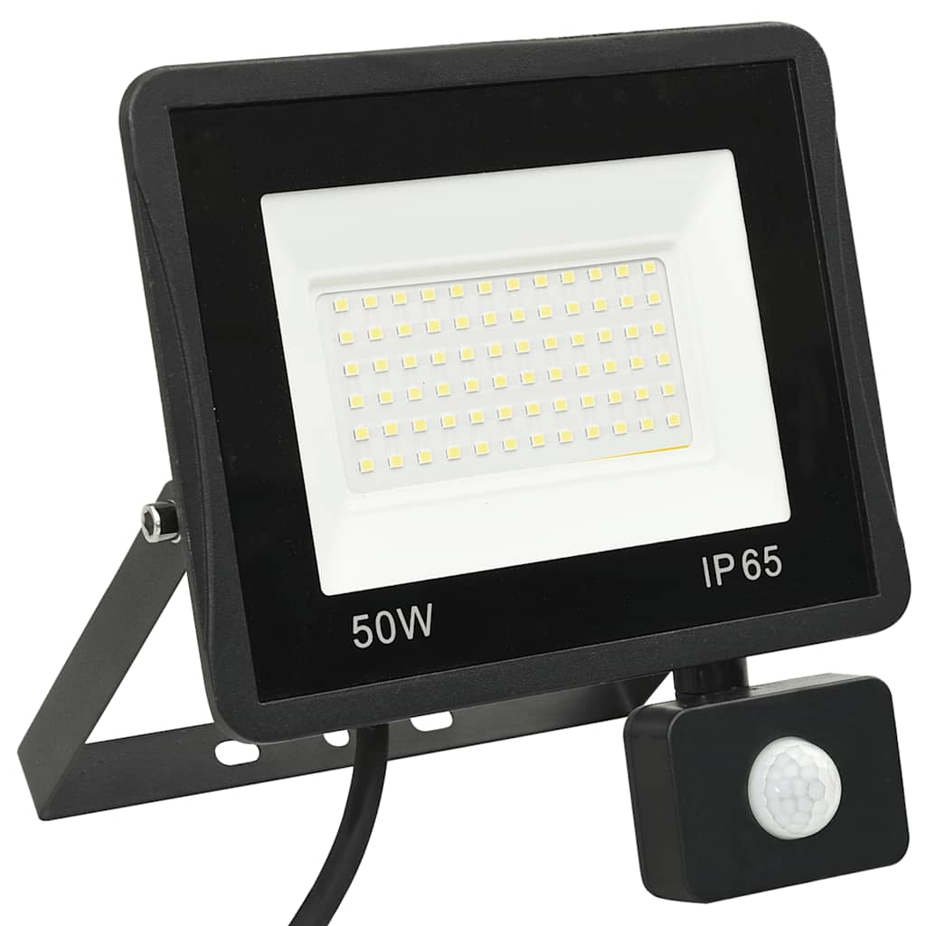LED prožektorius su jutikliu, šiltos baltos spalvos, 50W