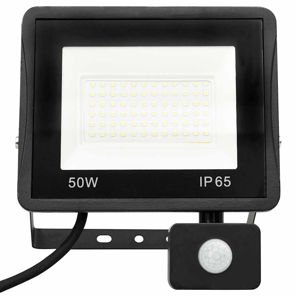 LED prožektorius su jutikliu, šiltos baltos spalvos, 50W