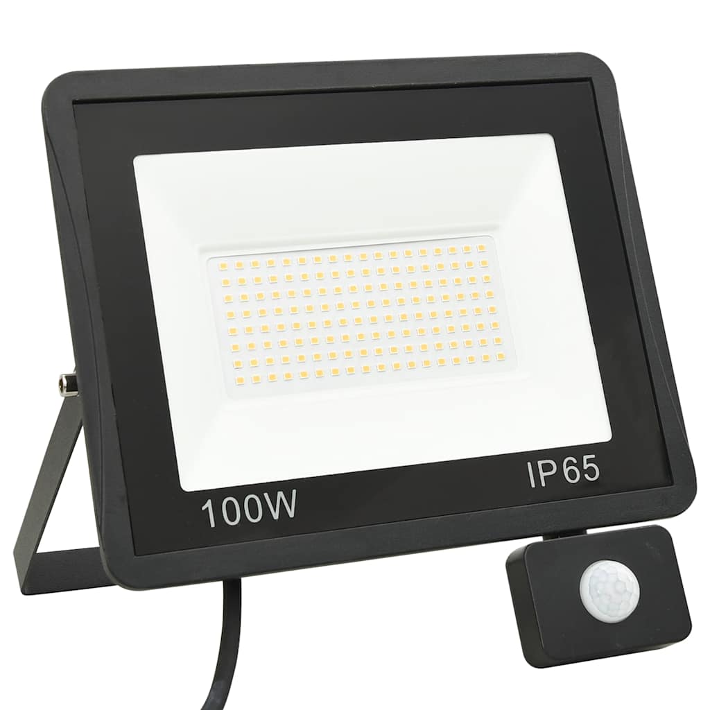 LED prožektorius su jutikliu, šiltos baltos spalvos, 100W