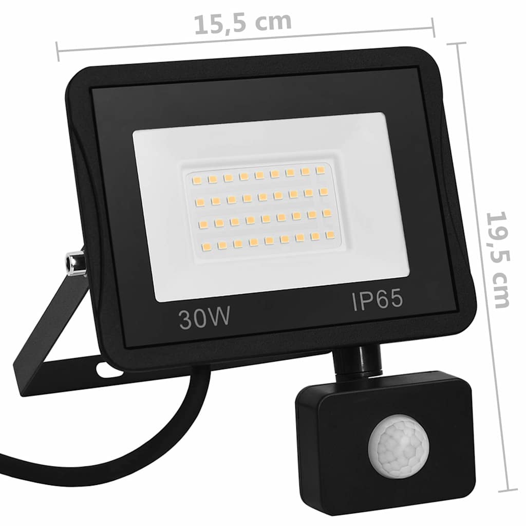 LED prožektorius su jutikliu, šaltos baltos spalvos, 30W