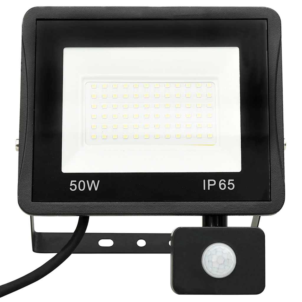 LED prožektorius su jutikliu, šaltos baltos spalvos, 50W