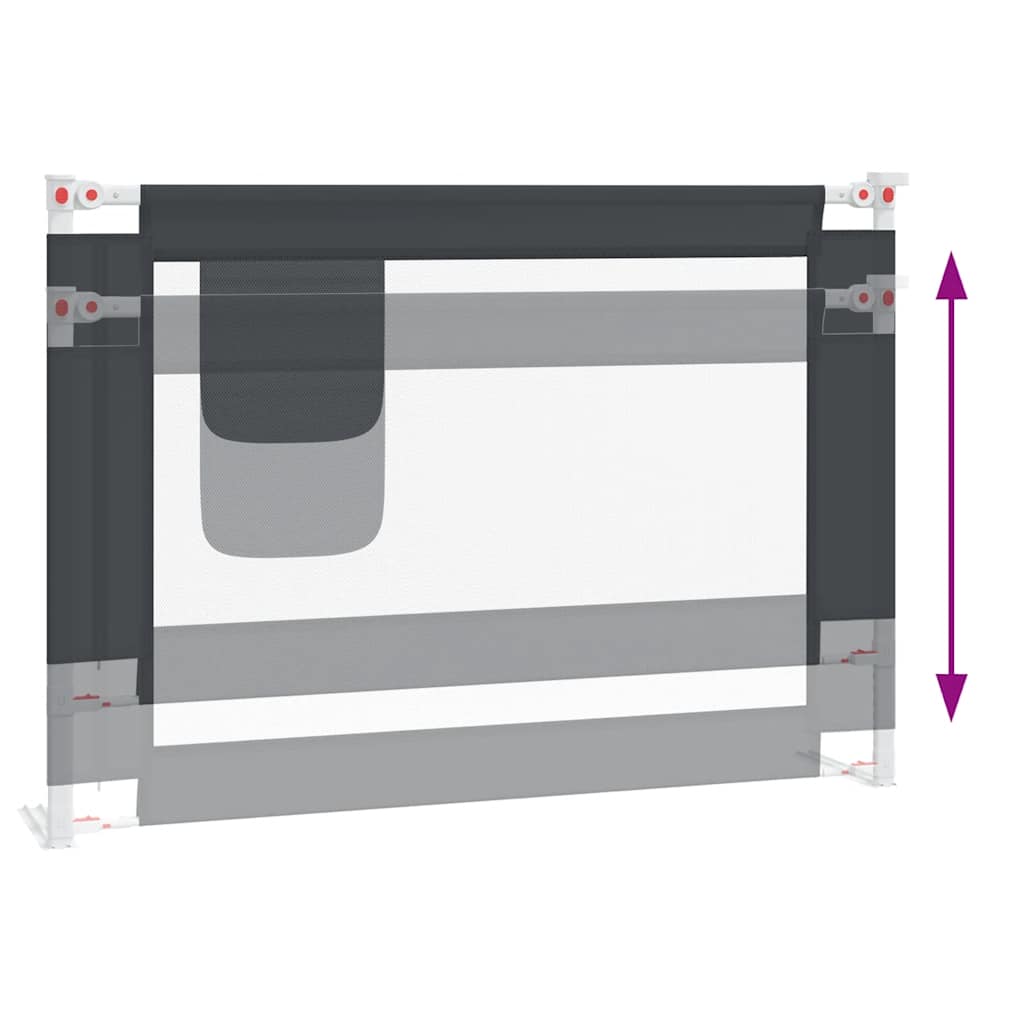 Apsauginis turėklas vaiko lovai, pilkas, 90x25cm, audinys