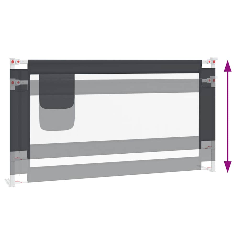 Apsauginis turėklas vaiko lovai, pilkas, 160x25cm, audinys