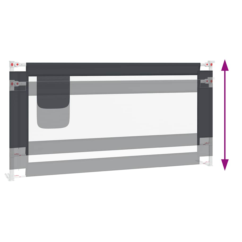 Apsauginis turėklas vaiko lovai, pilkas, 180x25cm, audinys