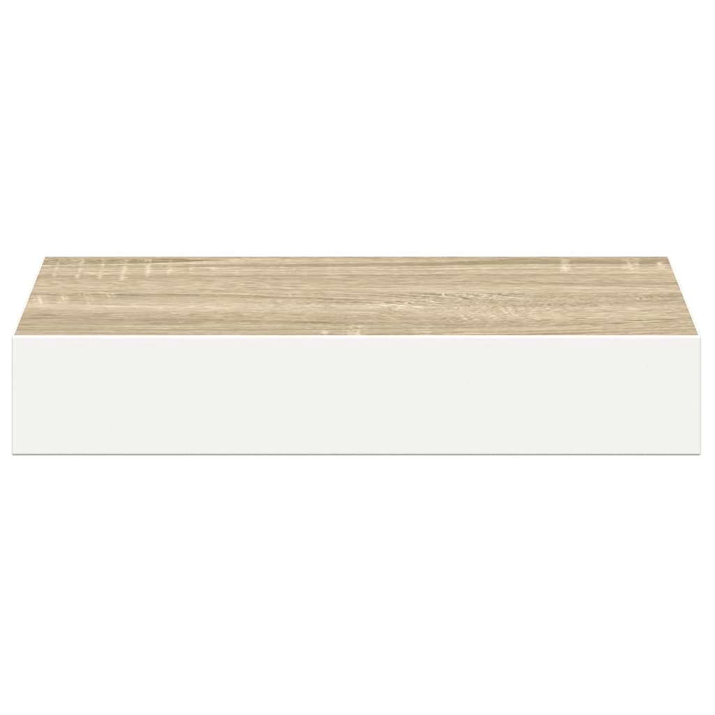 Pakabinama sieninė lentyna, ąžuolo ir balta, 23x23,5x3,8cm, MDF
