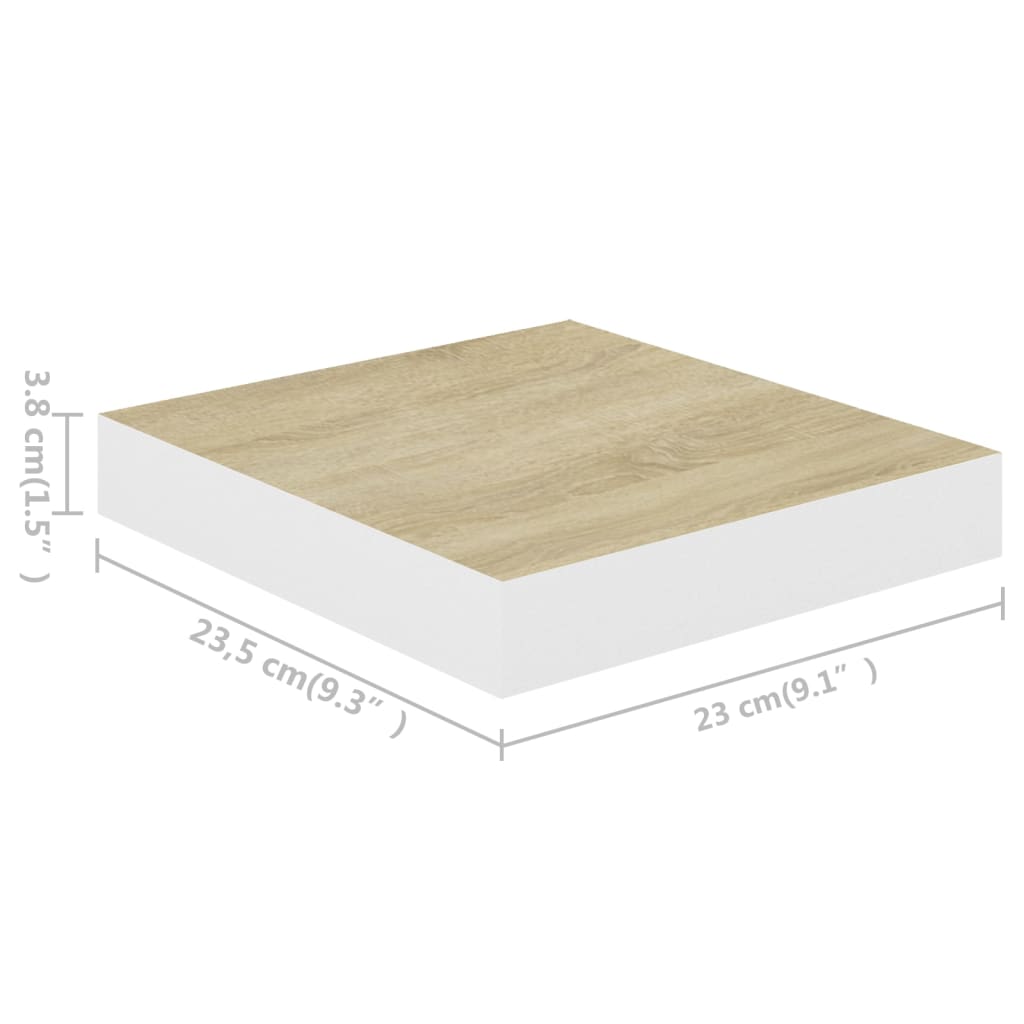 Pakabinama sieninė lentyna, ąžuolo ir balta, 23x23,5x3,8cm, MDF