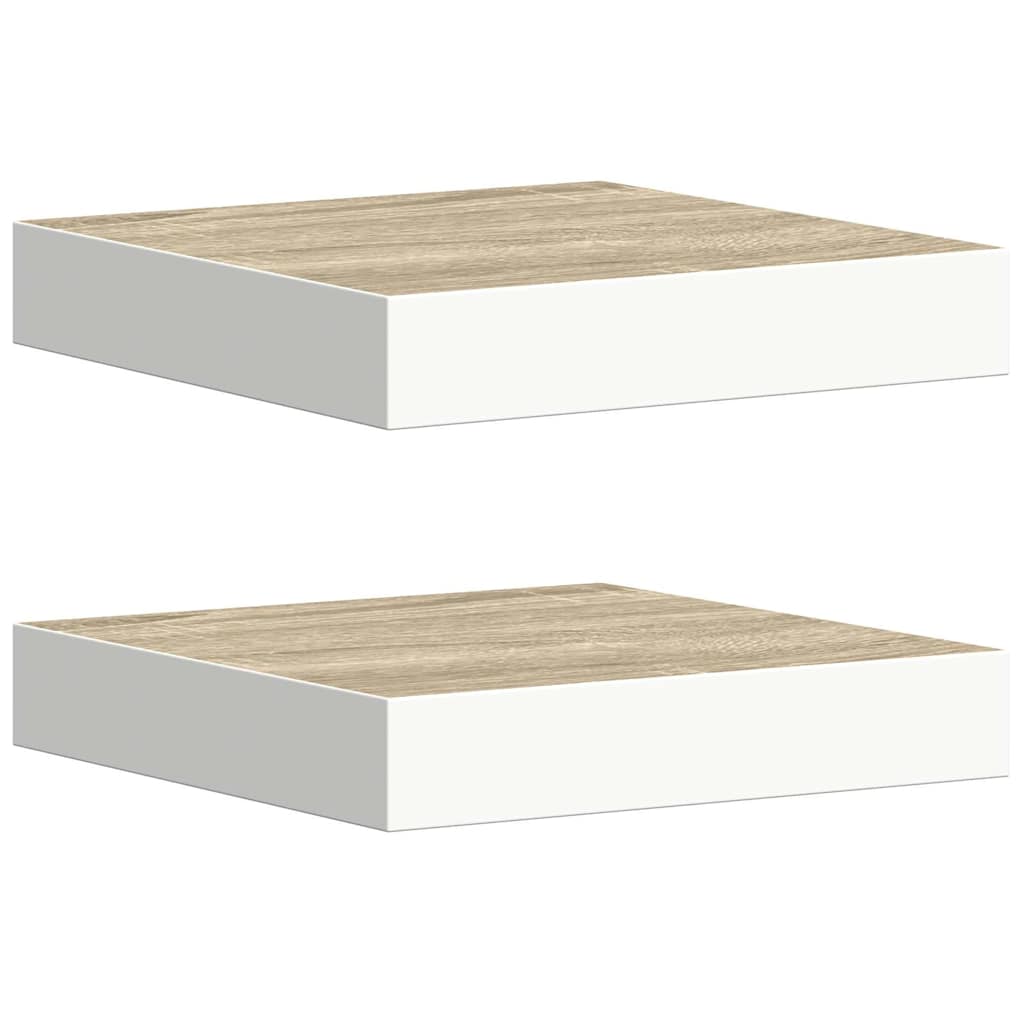 Pakabinamos lentynos, 2vnt., ąžuolo/baltos, 23x23,5x3,8cm, MDF