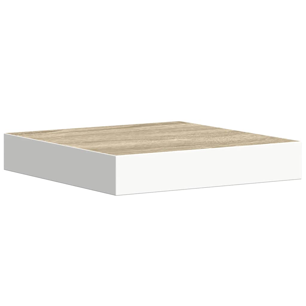 Pakabinamos lentynos, 2vnt., ąžuolo/baltos, 23x23,5x3,8cm, MDF