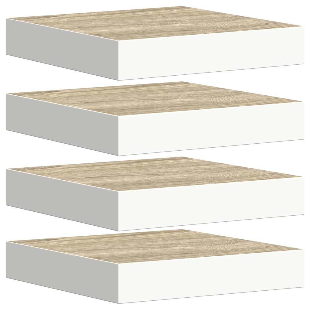 Pakabinamos lentynos, 4vnt., ąžuolo/baltos, 23x23,5x3,8cm, MDF