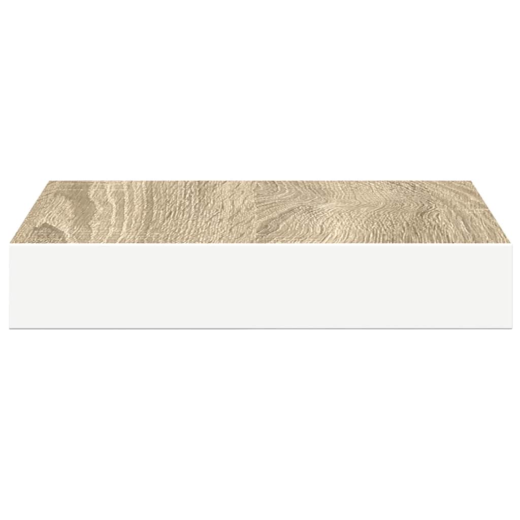 Pakabinamos lentynos, 4vnt., ąžuolo/baltos, 23x23,5x3,8cm, MDF