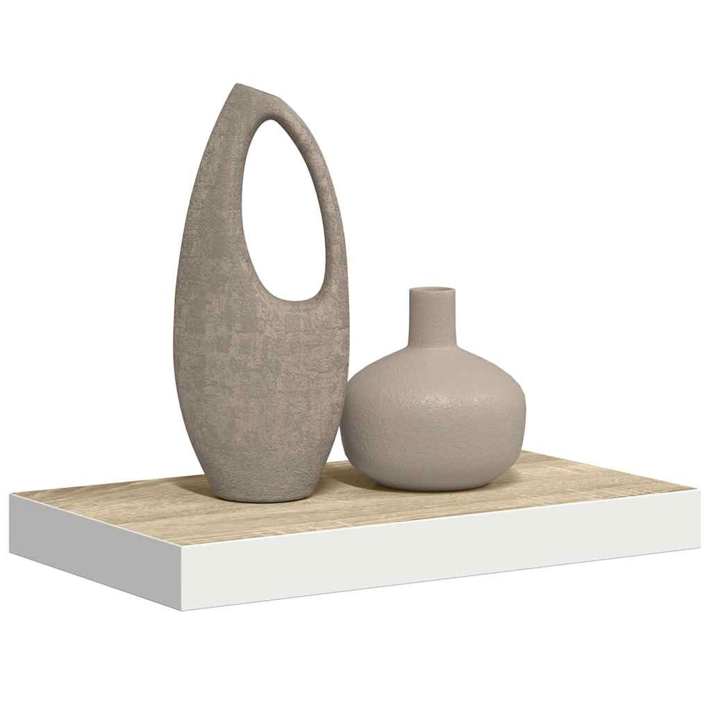Pakabinama sieninė lentyna, ąžuolo ir balta, 40x23,5x3,8cm, MDF