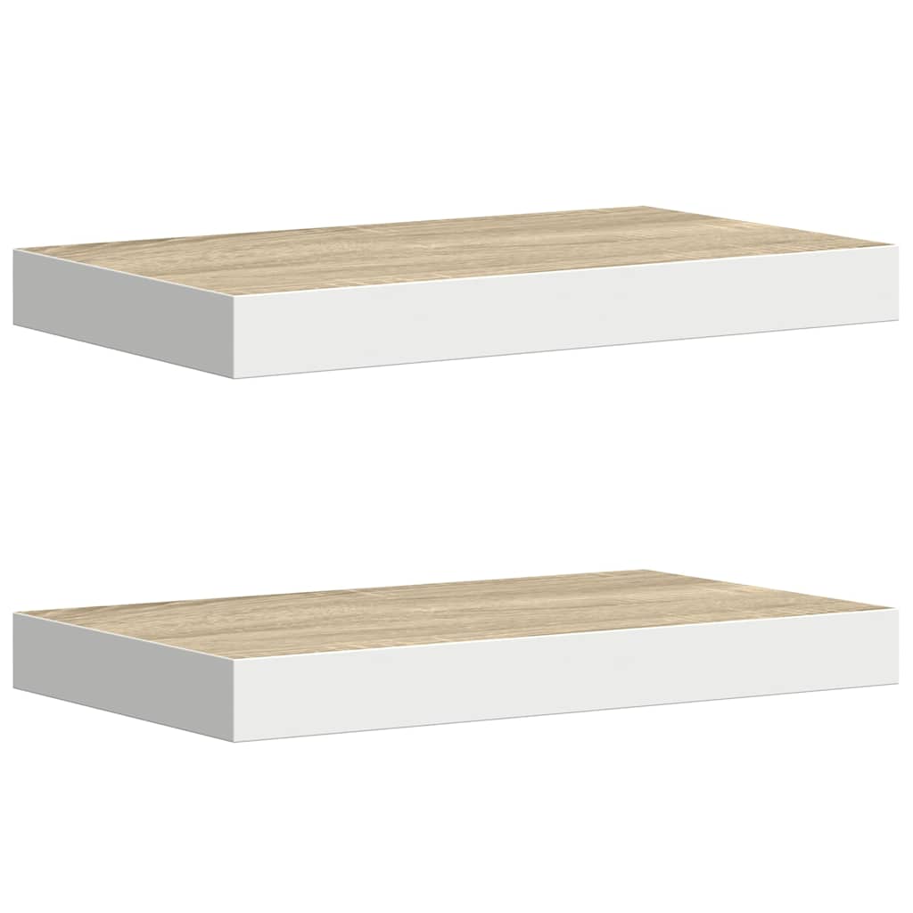 Pakabinamos lentynos, 2vnt., ąžuolo/baltos, 40x23x3,8cm, MDF