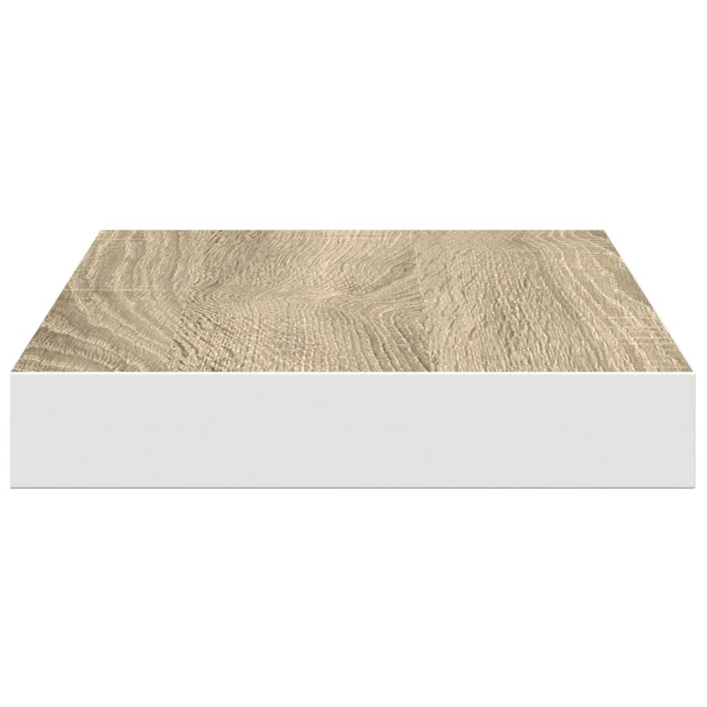 Pakabinamos lentynos, 4vnt., ąžuolo/baltos, 40x23x3,8cm, MDF