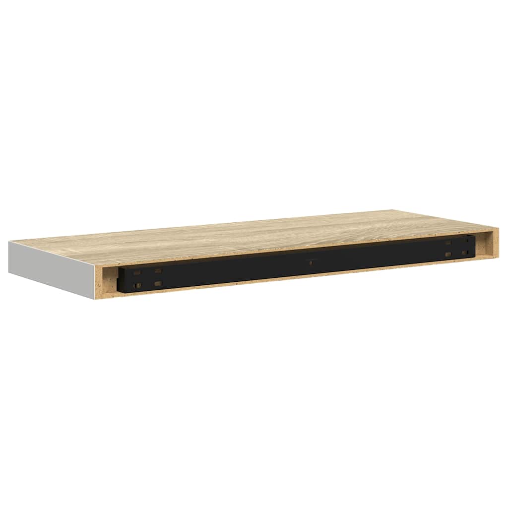 Pakabinama sieninė lentyna, ąžuolo/balta, 60x23,5x3,8cm, MDF