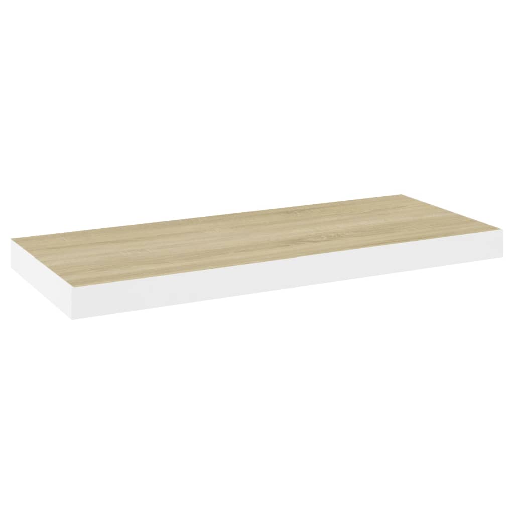 Pakabinamos lentynos, 2vnt., ąžuolo/baltos, 60x23,5x3,8cm, MDF