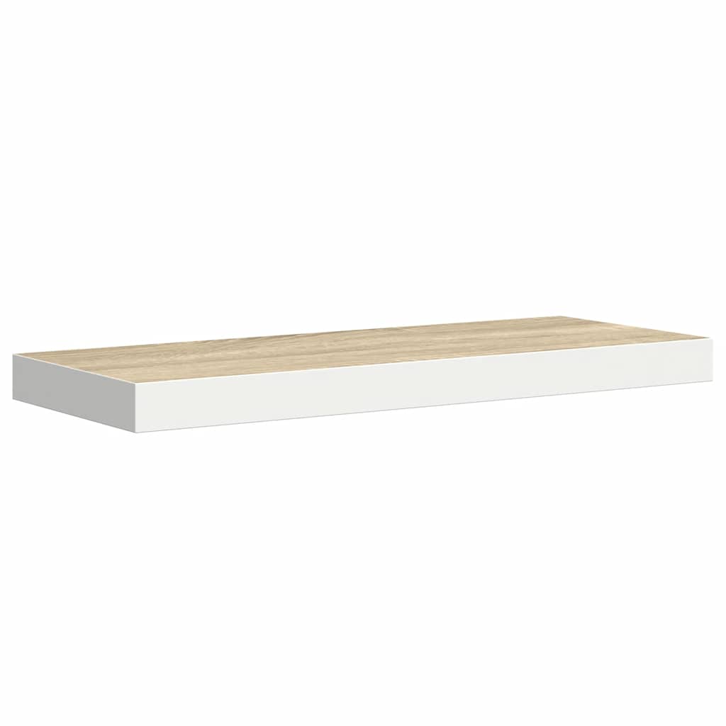 Pakabinamos lentynos, 2vnt., ąžuolo/baltos, 60x23,5x3,8cm, MDF