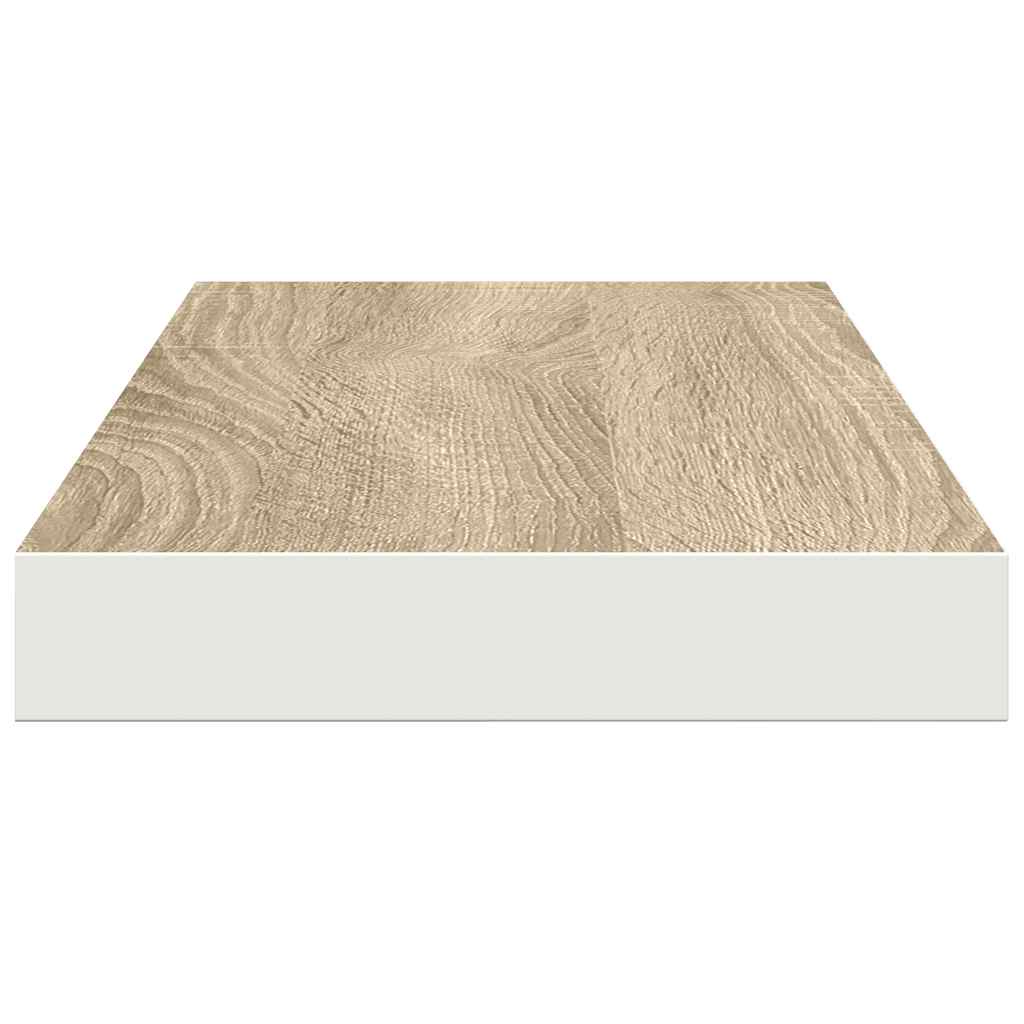 Pakabinamos lentynos, 2vnt., ąžuolo/baltos, 60x23,5x3,8cm, MDF