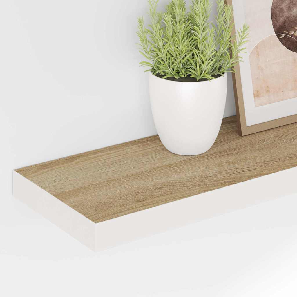 Pakabinama sieninė lentyna, ąžuolo/baltos, 80x23,5x3,8cm, MDF