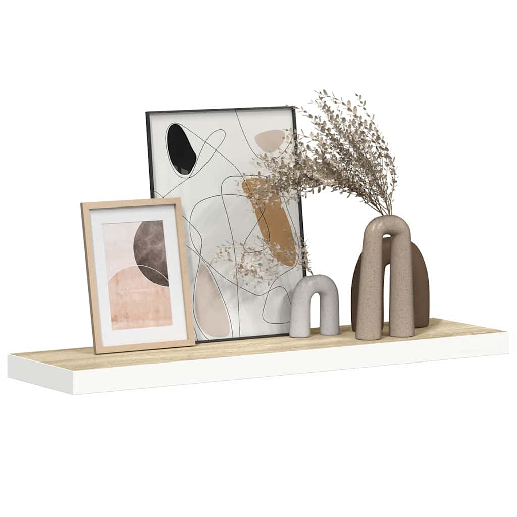 Pakabinama sieninė lentyna, ąžuolo/baltos, 80x23,5x3,8cm, MDF