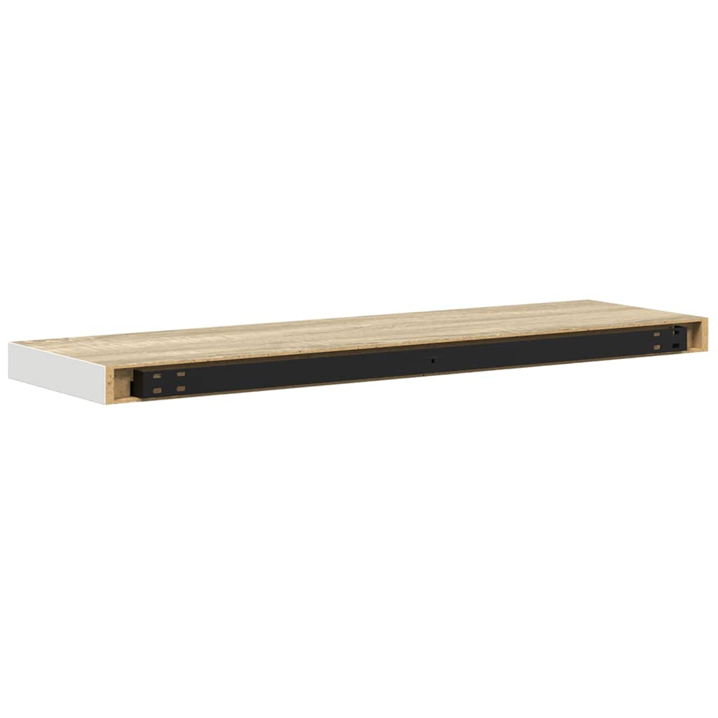 Pakabinamos lentynos, 4vnt., ąžuolo/baltos, 80x23,5x3,8cm, MDF