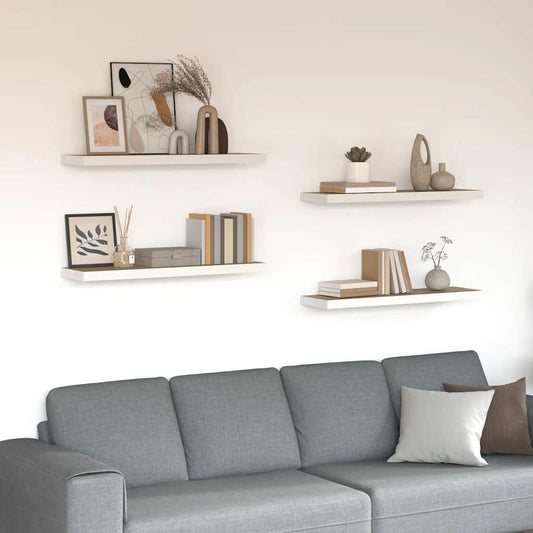 Pakabinamos lentynos, 4vnt., ąžuolo/baltos, 80x23,5x3,8cm, MDF