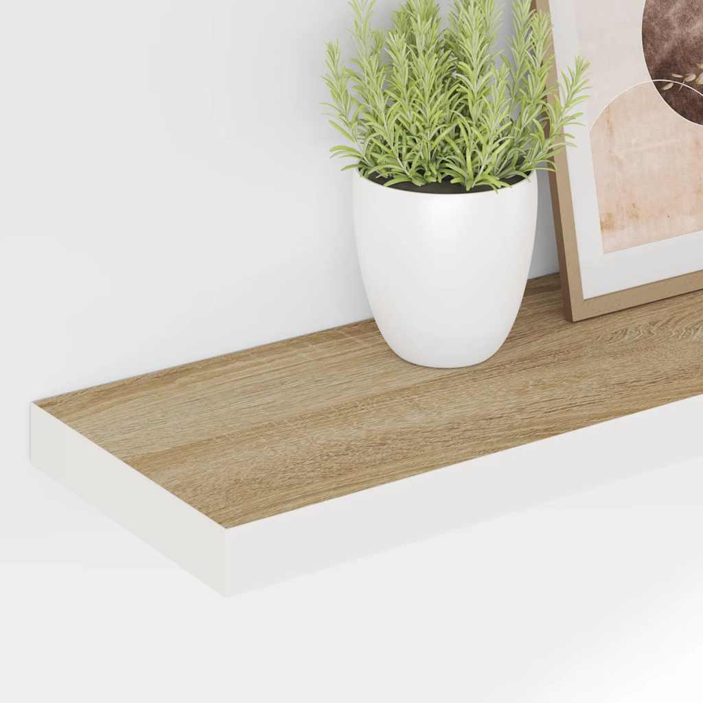 Pakabinama sieninė lentyna, ąžuolo/balta, 90x23,5x3,8cm, MDF