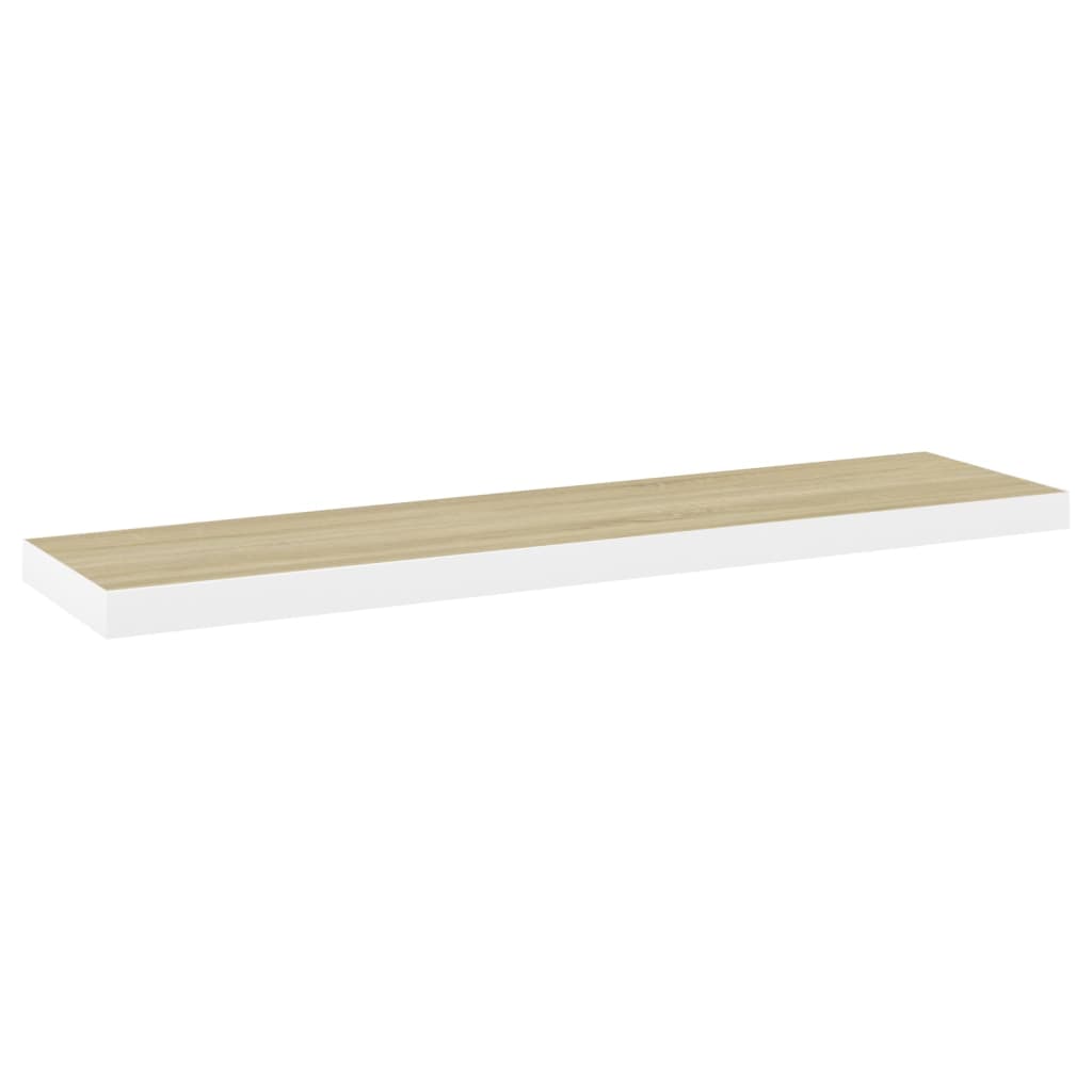 Pakabinamos lentynos, 2vnt., ąžuolo/baltos, 120x23,5x3,8cm, MDF