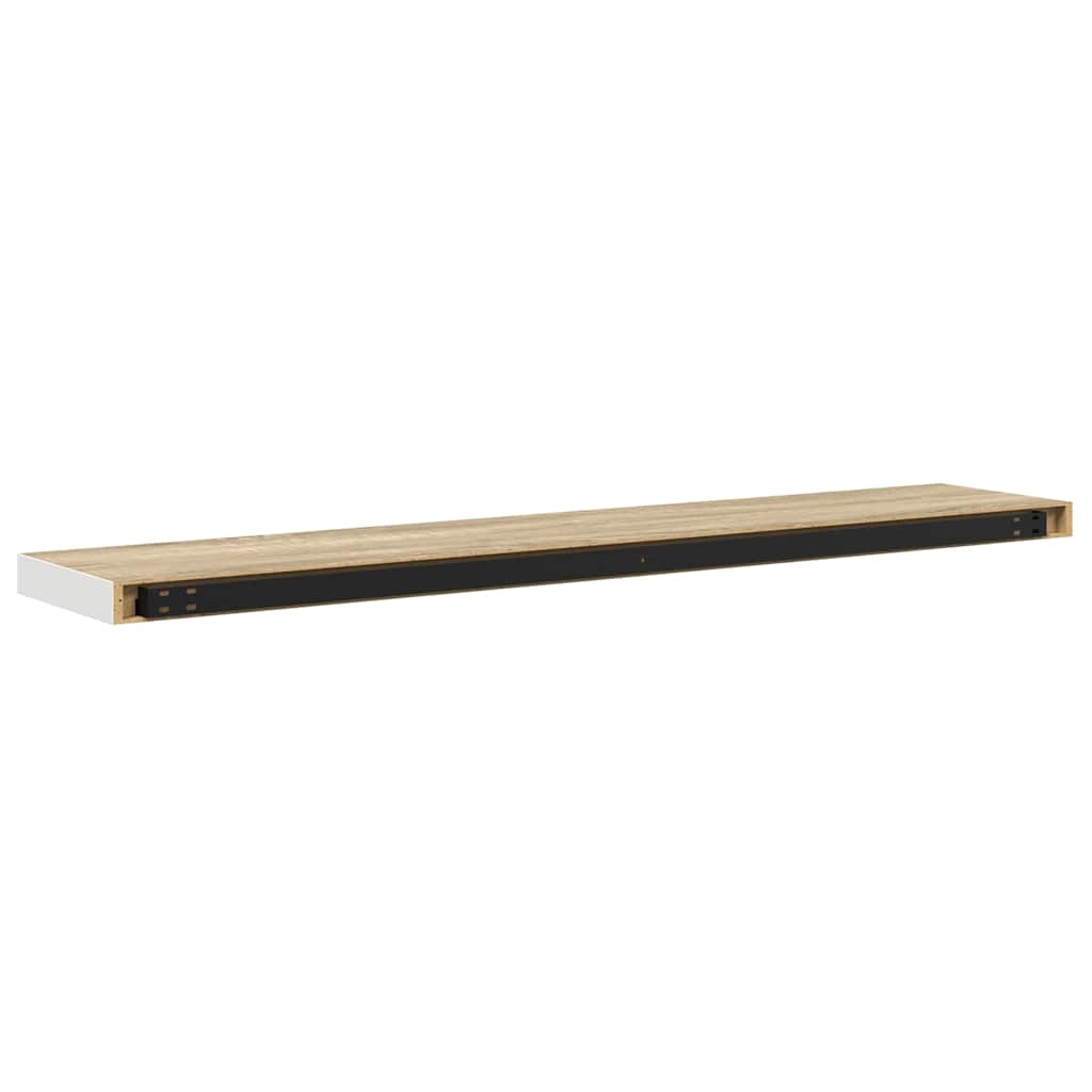Pakabinamos lentynos, 2vnt., ąžuolo/baltos, 120x23,5x3,8cm, MDF