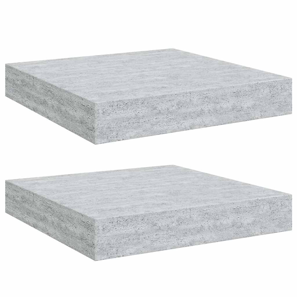 Pakabinamos lentynos, 2vnt., betono pilkos, 23x23,5x3,8cm, MDF