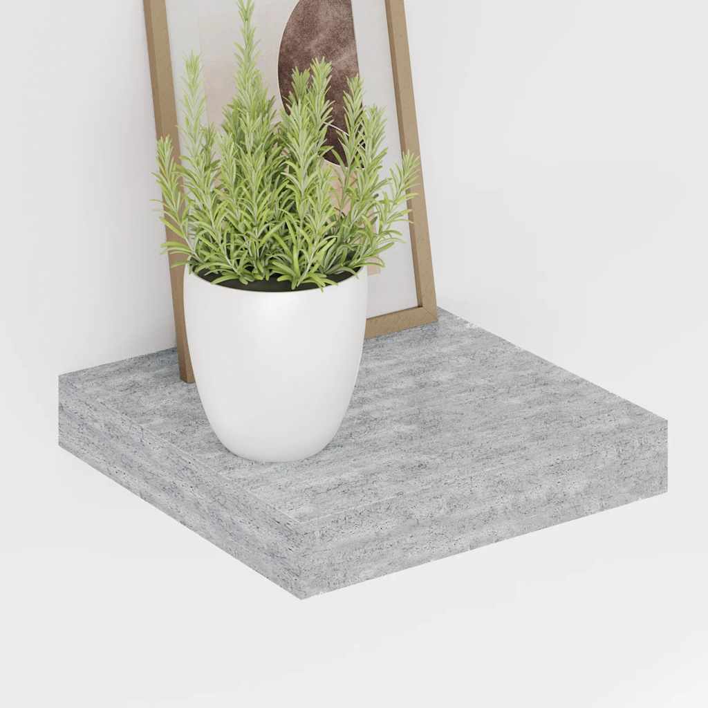 Pakabinamos lentynos, 2vnt., betono pilkos, 23x23,5x3,8cm, MDF