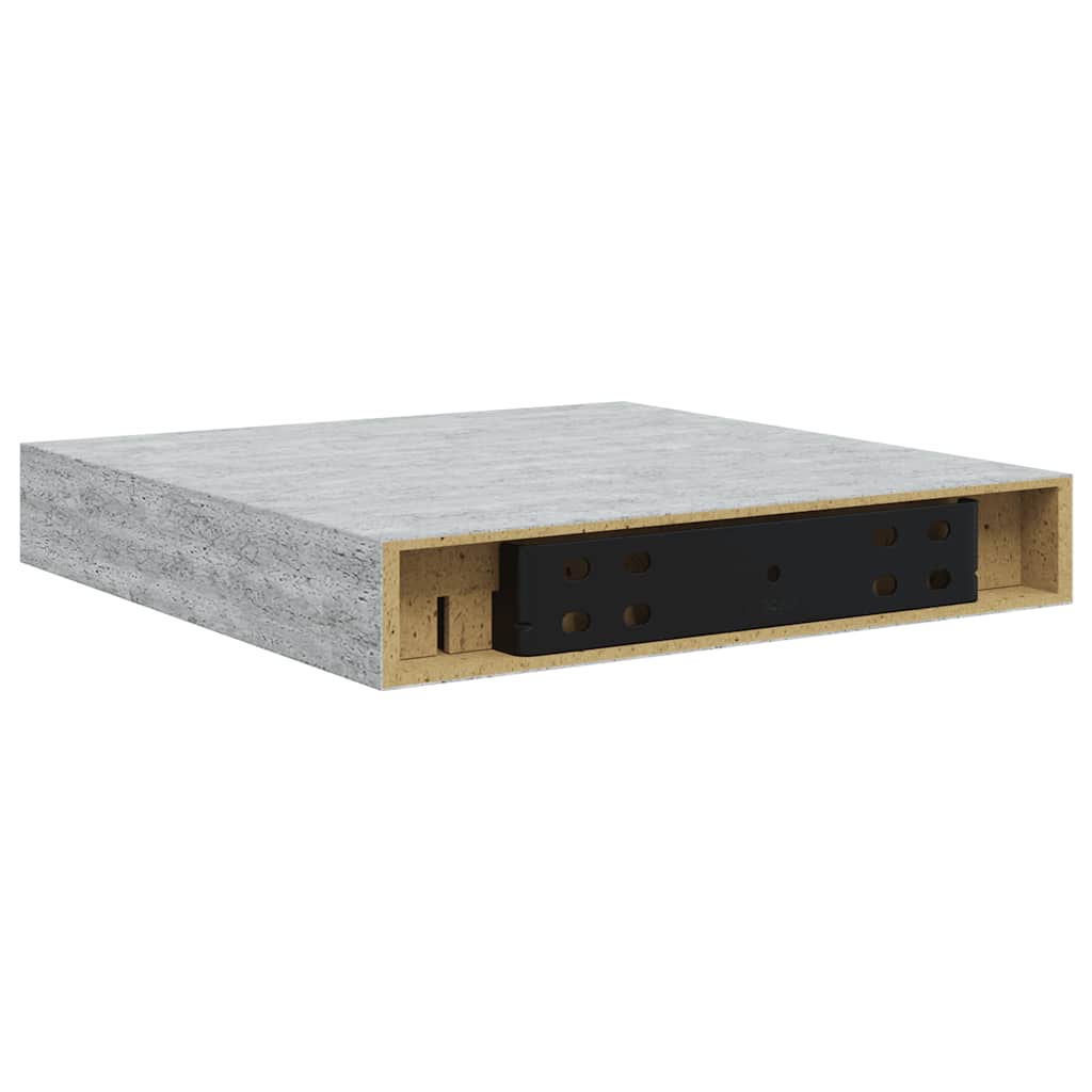 Pakabinamos lentynos, 4vnt., betono pilkos, 23x23,5x3,8cm, MDF