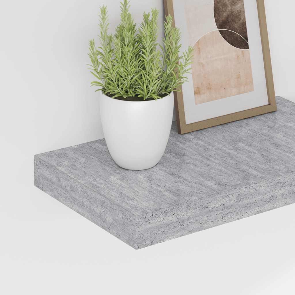 Pakabinamos sieninės lentynos, 2vnt., pilkos, 40x23x3,8cm, MDF