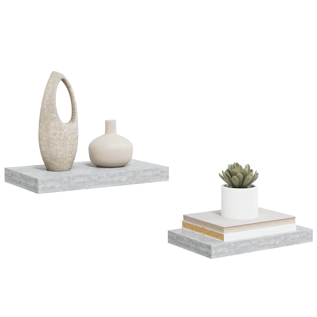 Pakabinamos sieninės lentynos, 2vnt., pilkos, 40x23x3,8cm, MDF