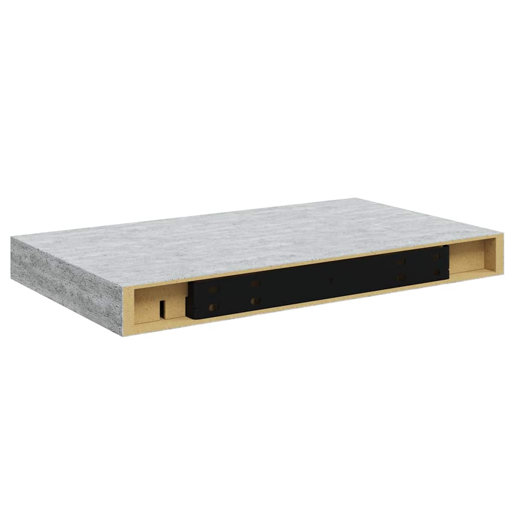 Pakabinamos sieninės lentynos, 2vnt., pilkos, 40x23x3,8cm, MDF