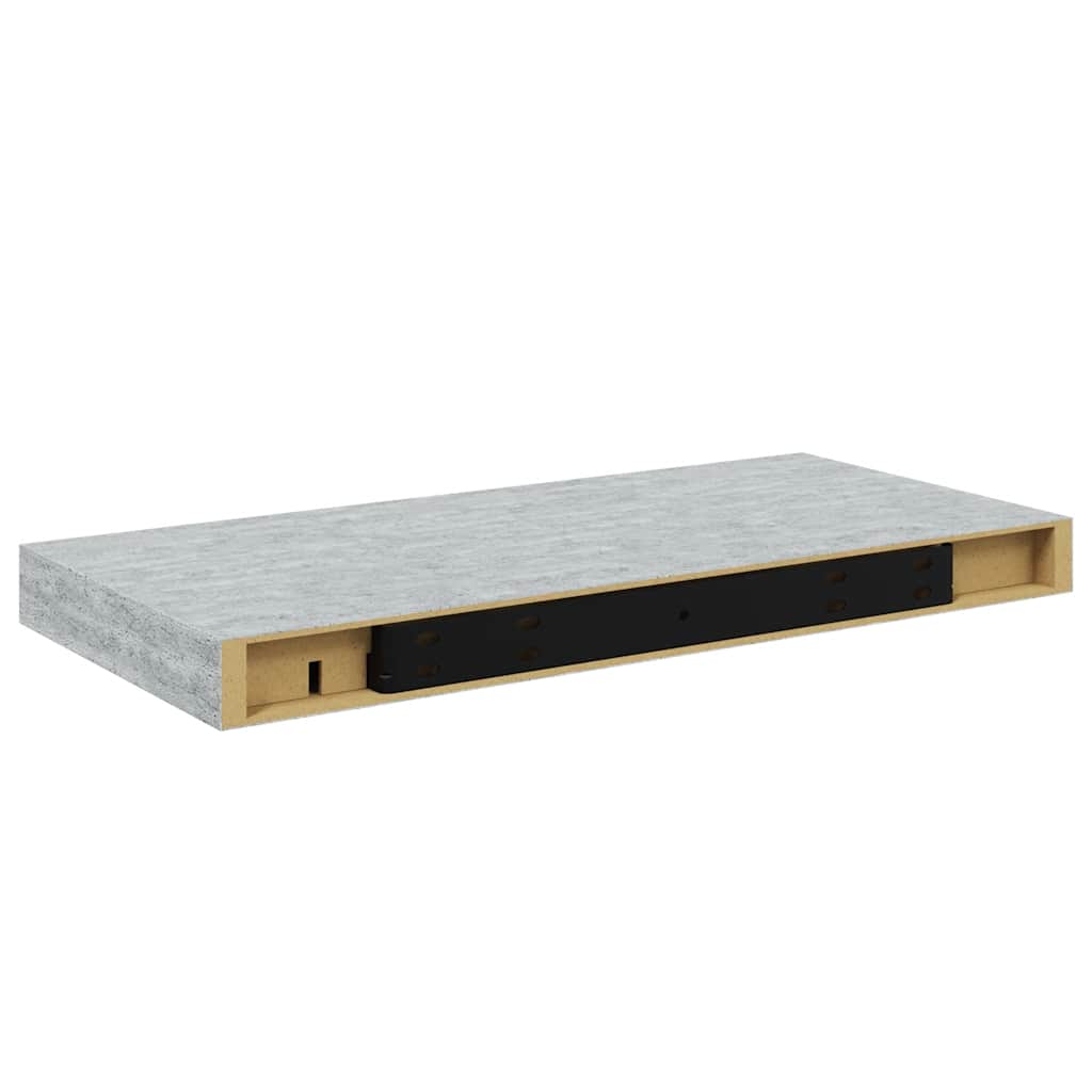 Pakabinamos sieninės lentynos, 4vnt., pilkos, 50x23x3,8cm, MDF