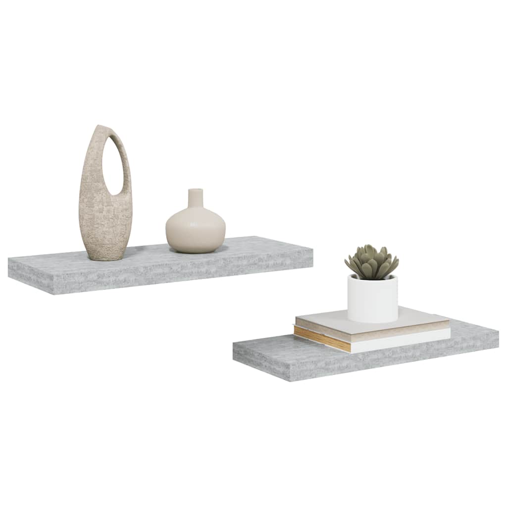 Pakabinamos lentynos, 2vnt., betono pilkos, 60x23,5x3,8cm, MDF