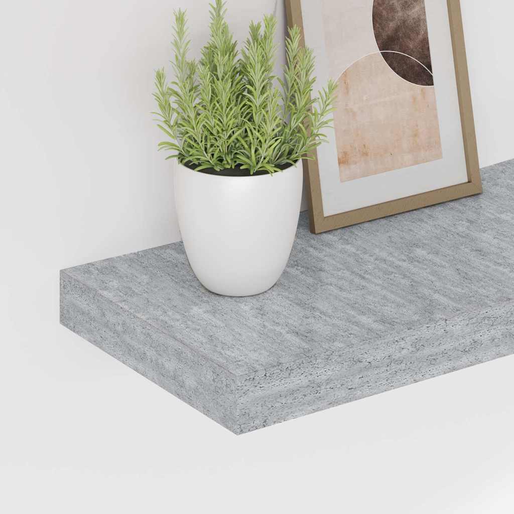Pakabinamos lentynos, 4vnt., betono pilkos, 60x23,5x3,8cm, MDF