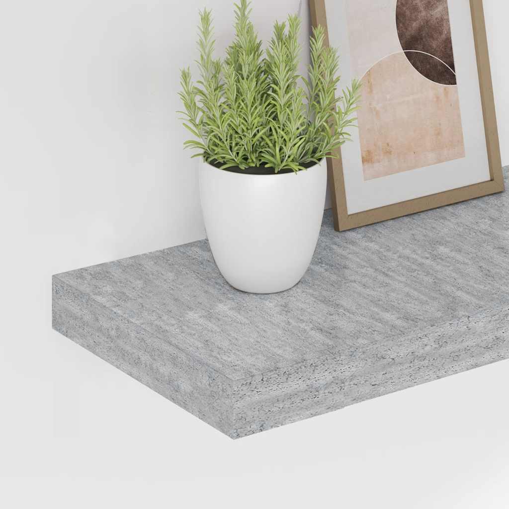 Pakabinamos lentynos, 2vnt., betono pilkos, 90x23,5x3,8cm, MDF