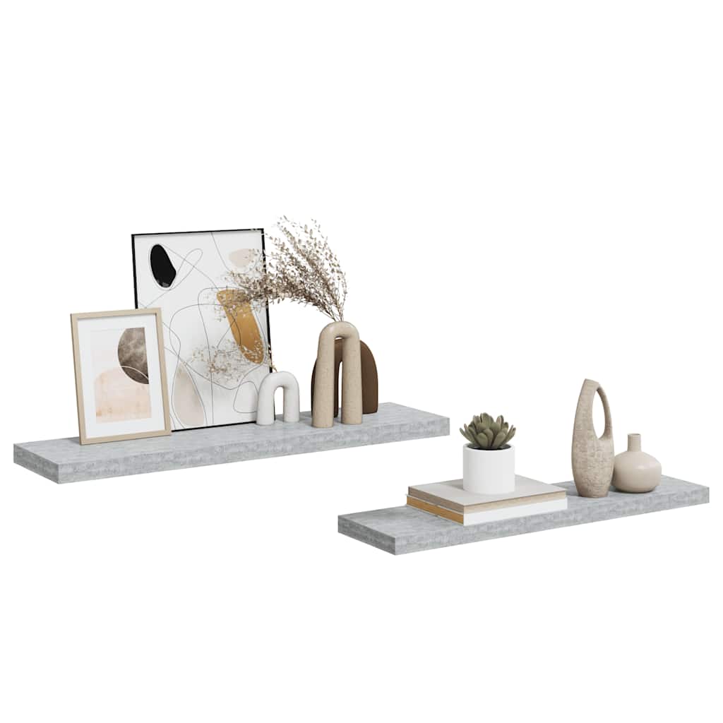 Pakabinamos lentynos, 2vnt., betono pilkos, 90x23,5x3,8cm, MDF