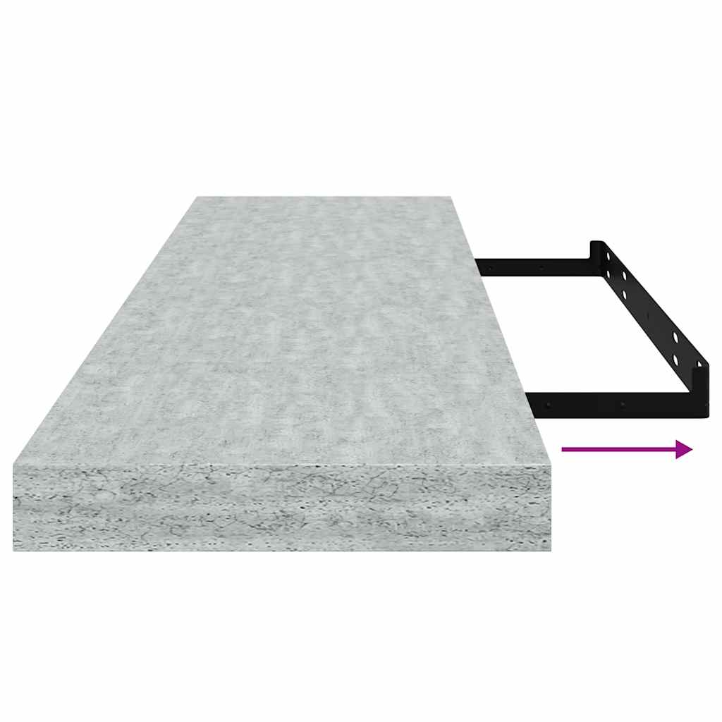 Pakabinamos lentynos, 2vnt., betono pilkos, 90x23,5x3,8cm, MDF