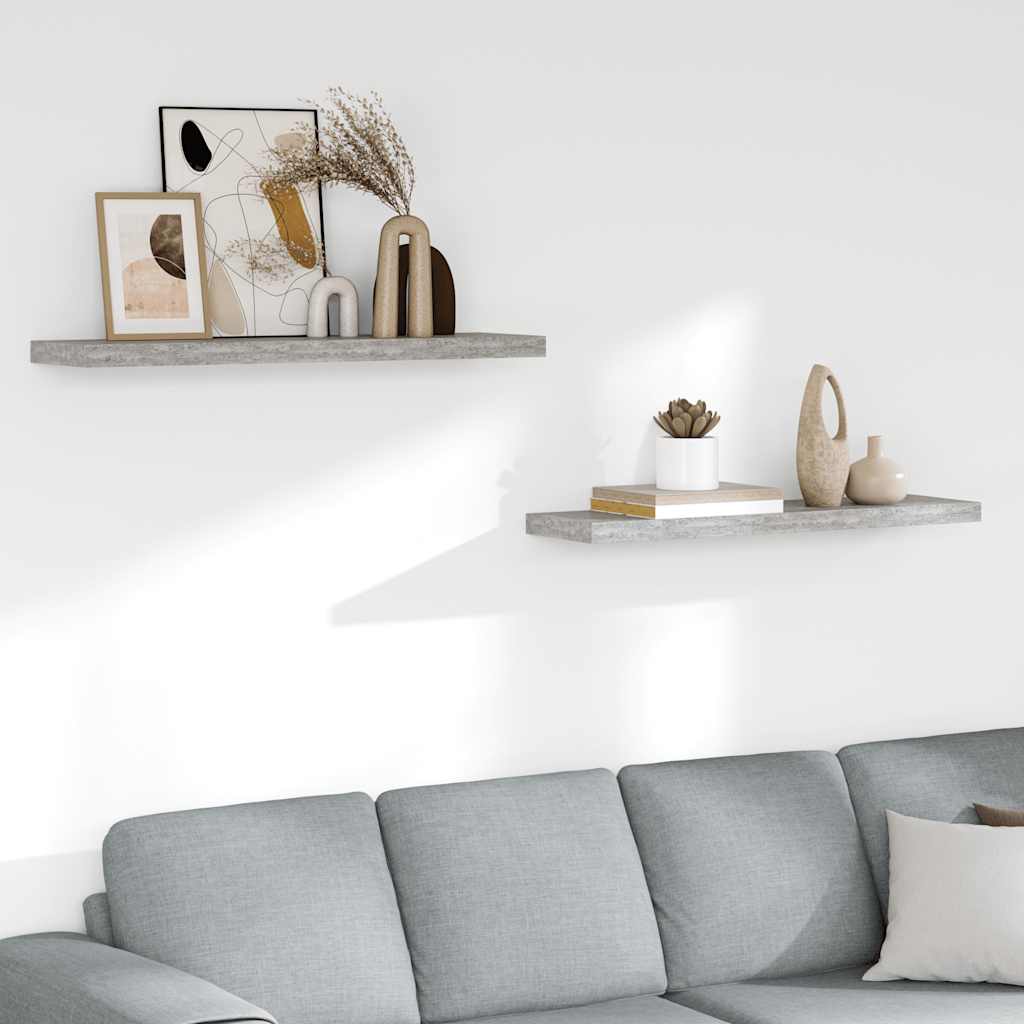 Pakabinamos lentynos, 2vnt., betono pilkos, 90x23,5x3,8cm, MDF